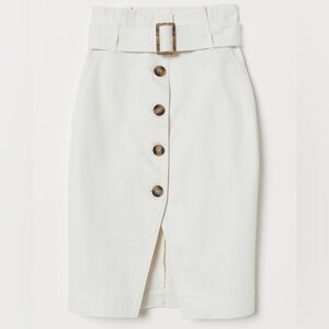 H&M Cream Button-Front Pencil Skirt